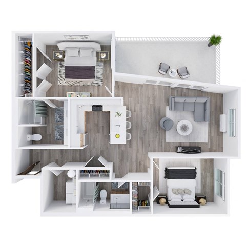 Harbor Sky Apartments in Portland, Oregon 2x2 K Floor Plan
